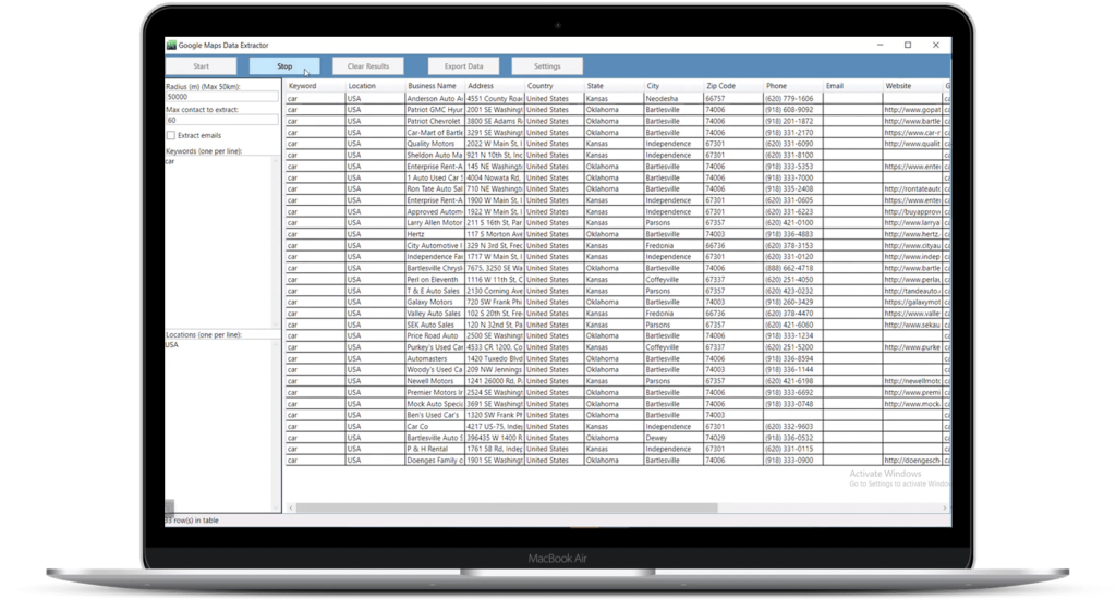Google Map Data Extractor